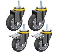Heavy Du Fur Casters Set with 4 Swivel Wheels M12 Threaded Rod 360° Rotat Ideal for Replacing Industrial Trailer or Lar Household Fur Wheels 100mm 2 with Brake + 2 without...