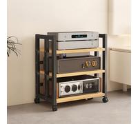 Heavy-Du HiFi o Rack 3-Tier Adjustable Ma Stand for Home Theater Office & Studio Bei 40x40x90cm Ste Equint Shelf