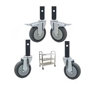 Heavy Du Locking Casters for Serving Carts Universal Replacement Wheels for Kitchen Trolleys 4 Pack (2 Swivel + 2 with Brake 108mm) & Reliable Fur Wheels