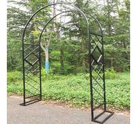 Heavy Du Metal Garden Arch for Climbing Plants, 140-340cm Width Opts, Ele Trellis Support, Black Color, Perfect for Outdoor Decor & Garden Landscaping (W240 x H230cm)