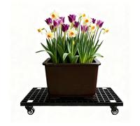 Heavy Du Plant Cart with Lockable Wheels Recular Flower Pot Stand le Planter Trolley for Patios Gardens & Balconies (Black 50x35cm)