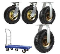 Heavy Du Pneumatic Caster Wheels - 4 Pack 6/8/10 Inch Silent Top Plate Design t for Kitchen & Bathroom Carts Enhanced Smooth Li & Load Capable