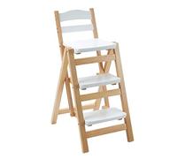 Heavy Du Portable 3-Step Folding Stool - Sturdy Solid Wood Ladder for Kitchen, Bar, Counter Use - Slish, Multifunctal & Space-Saving Design