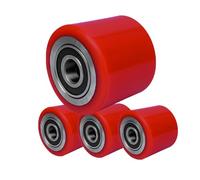 Heavy Du PU Wheels for Pallet Truc 4 Pack 80mm Diameter 70mm Width Double Bearing 20mm Bore Load Rollers for Forklift & Heavy Load Applicats