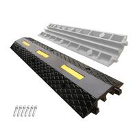 Heavy Du Rubber Cable Protector 2 Channel Outdoor Wire Cover Modular Speed Bump 10 Ton Capaci 100x22.5x4.5cm (39x8.8x1.8in) for Safe Trafficking