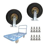 Heavy Du Rubber Caster Wheels Set - 2 Swivel Pneumatic, Silent & Puncture Proof, Ideal for Trolleys & Equint Transport, Smooth li & ili