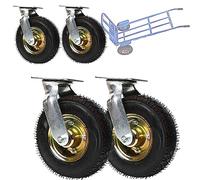 Heavy Du Rubber Wheels 4 Pack 360° Swivel Fur Casters Pneumatic Industrial Rollers for Trolleys & Fur & Easy to Move