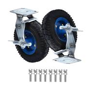 Heavy Du Rubber Wheels with Brake 2 Pack 15cm 20cm 25cm Fur Casters Industrial Rollers for Carts Suitable for All Floor pes