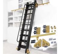 Heavy-Du Sliding Ladder Kit - 3.3-24ft Carbon Steel Rail Track System for Loft & Boohelves, Non-Telescoping 19.7ft/600cm Sliding Hardware, Smooth Rolling Design