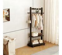 Heavy Du Solid Wood Rolling Garment Rack with Top Shelf & Hoo, Portable le Coat Stand with Wheels for Entryway, Bedroom & Laundry (Walnut, 25.6in)