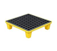 Heavy Du Spill Containment Pallet With Drain, 1/2 Drum Polyethylene Safe Crate For Chemical Sto, Leak Proof Modular Design Easy Assembly Industrial Warehouse Protect