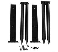 Heavy Du Steel Fence Post Repair Kit with Stakes for Leaning or Broken Posts Black (2 Pieces) Easy to Install Ideal for Outdoor Use
