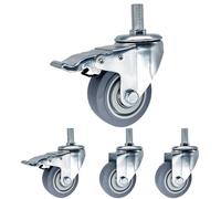 Heavy Du Swivel Caster Wheels M14 M16 M20 75mm 100mm 125mm Noise Free Rubber Replacement Wheels for Kitchen Carts & Service Trolleys with Brake