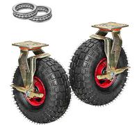 Heavy-Du Swivel Rubber Caster Wheels with Shock Absorpt Flat-Free Design - Ideal for Carts Dollies Workbenches Trolleys - Outdoor li Soluts