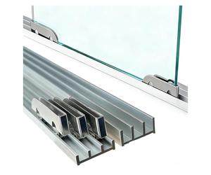 Heavy Du Triple Track Sliding Door Hardware Kit 6.2ft Metal Patio & Cabinet Track System for 3Panel Bypass & Wardrobes & Easy to Install