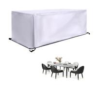 Heavy Du Waterproof Garden Fur Covers 260x210x90cm Silver Patio Table & Chair Set Cover with Windproof Str UV Protect for Rattan Outdoor Fur