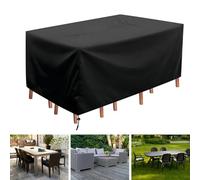 Heavy Du Waterproof Garden Fur Covers 420D Ox Fabric Windproof Recular Patio Table & Chairs Protector with Buckles & Dstring 360x240x85cm