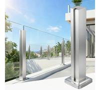 Heavy DuRailing Post Support System for 10mm PanelsOutdoor & Patio Safe & Stylish End Post 60cm Height for Commercial & Residential Use