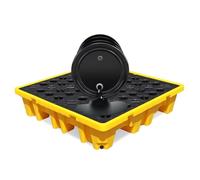 Heavy-Duty 1/2 Drum Spill Containment Pallet, Large Plastic Tray with Drain & Forklift Access, 72x72x16cm, Ideal for & Industrial Use