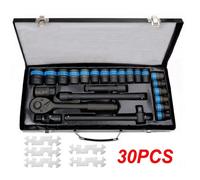 Heavy Duty 1 2 Ratchet Wrench 8-32mm Metric Socket Set Metal Case Socket Set