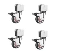 Heavy Duty 1.5/2 Inch Caster Wheels U-Shaped Rubber Casters for Furniture Mute Wheels with Screws Set of 4 with Brakes for Cabinets & Dressers (1.5in U22)