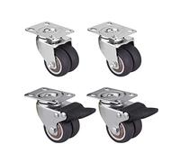 Heavy Duty 1.5/2 Inch Rubber Swivel Casters with Top Plate, No Noise Trolley Wheels for Workbench - 4/1 PCS, 2 Inch with Brake Option