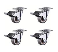 Heavy-Duty 1.5"/2" Rubber Furniture Casters - 4-Pack Flat Bottom TPR Wheels with Brakes for Cabinets, Workbenches & Furniture Mobility