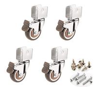 Heavy Duty 1.5" Castor Wheels 4X360° Swivel TPE Rubber Casters with Double Bearings & BrakeUShaped Bracket for Small Furniture 38mm Size