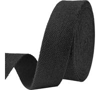 Heavy-Duty 1.5 Inch Cotton Webbing - 2.0mm Thick (6 Yards) - Natural Belt Strap for Dog Collars, Bag Handles, DIY Crafts, Slings, Aprons & Sewing Projects (Black)