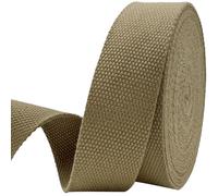 Heavy-Duty 1.5 Inch Cotton Webbing - 2.0mm Thick (6 Yards) - Natural Belt Strap for Dog Collars, Bag Handles, DIY Crafts, Slings, Aprons & Sewing Projects (Khaki)