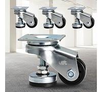 Heavy-Duty 1.5-Inch Leveling Wheels, 360-Degree Swivel Casters for Workbench, Industrial Plate Casters, Pack of 2 - Perfect for Workshop & Garage Use