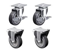 Heavy Duty 1.5 Inch Swivel Castor Wheels with Side Brakes - Perfect for Furniture, Shopping Carts, Racks & Equipment - Set of 4 for Easy Mobility and Transport