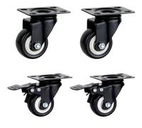 Heavy Duty 1.5" Rubber Caster Wheels Set of 4-360° Swivel Rollers with Brakes Industrial Grade for Furniture Office & Home Use Smooth Mobility & Stability