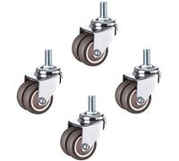 Heavy Duty 1.5" Swivel Caster Wheels with BrakeSet of 4 Universal M12 Furniture Castors with Threaded Stem for Easy Mobility and Durability