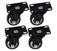 Heavy Duty 1.5" Swivel Casters Durable Black Polyurethane Wheels for Trolleys Furniture & Workbenches 4 Pack Smooth Rolling Sturdy Design