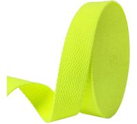 Heavy-Duty 1 Inch Cotton Webbing - 2mm Thick (6 Yards) - Natural Belt Strap for Dog Collars, Bag Handles, DIY Crafts, Slings, Aprons & Sewing Projects (Neon Yellow)