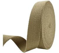 Heavy-Duty 1 Inch Cotton Webbing - 2mm Thick (6 Yards) - Natural Belt Strap for Dog Collars, Bag Handles, DIY Crafts, Slings, Aprons & Sewing Projects (Khaki)
