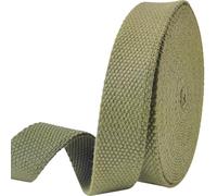 Heavy-Duty 1 Inch Cotton Webbing - 2mm Thick (6 Yards) - Natural Belt Strap for Dog Collars, Bag Handles, DIY Crafts, Slings, Aprons & Sewing Projects (Olive Green)