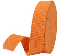 Heavy-Duty 1 Inch Cotton Webbing - 2mm Thick (6 Yards) - Natural Belt Strap for Dog Collars, Bag Handles, DIY Crafts, Slings, Aprons & Sewing Projects (Orange)