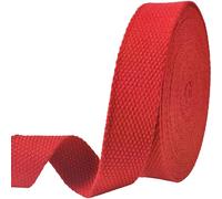 Heavy-Duty 1 Inch Cotton Webbing - 2mm Thick (6 Yards) - Natural Belt Strap for Dog Collars, Bag Handles, DIY Crafts, Slings, Aprons & Sewing Projects (Red)