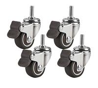Heavy-Duty 1-Inch Rubber Furniture Wheels with M6/M8/M10 Screws Swivel Casters with Brake for Table Bed Workbench - Smooth Rolling &