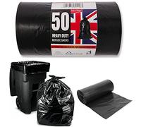 Heavy Duty 100 Litre Plastic Refuse Bin Bags General Waste Recycled Sacks Extra Strong Dustbin Thick Garbage Black Bag Rubbish Bin Liner for Home, Office, Garden, Kitchen Everyday Use (50)