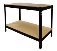 Workbench Garage Table Metal Storage Shelving DIY Tools Heavy Duty Work Bench Workshop Shed / 2 Shelves 90cm x 100cm x 60cm / Black