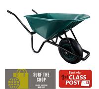 Heavy Duty 100L Green Wheelbarrow 150Kg Plastic Tray