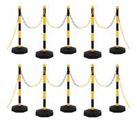 Heavy-Duty 10m Chain Stanchion Set - Durable Crowd Control Barriers for Parking Construction Sites Pathways Events & Traffic Management Solutions