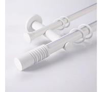 Heavy Duty 110lb Double Curtain Rod Aluminum Alloy Wall Mount with Silent Rings for Sheer & Blackout Curtains Perfect for Home & Bedroom Windows (White 100CM)