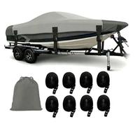Heavy Duty 1200d Boat Cover 20-22 ft with Reinforces Nose Cones, Heavy Duty Waterproof Boat Covers, Tear Resistant & Trailable Boat Covers 20-22ft for 20' 21' 22' Bass V-Hull Fish Ski Boat, Darkgrey
