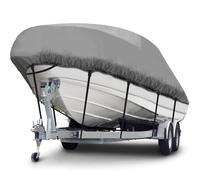 Heavy Duty 1200D Boat Cover for 14-19 ft Bass, V-Hull, Jon, Tri-Hull Boats - Waterproof, UV-Resistant, Tear-Resistant Marine Cover with Straps & Bag for Trailering, Storage, All-Weather Use