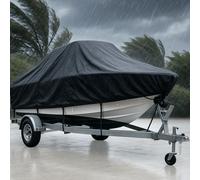 Heavy Duty 1200D Boat Cover, Waterproof & UV Resistant, Fits 20-22 FT V-Hull, Tri-Hull, Bass Boats - Trailerable Marine Grade Cover with Adjustable Straps for All-Weather Protection