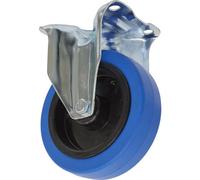 Heavy Duty 125mm Fixed Plate Castor Wheel - Durable Polymer & Elastic Design With 40mm Tread Width